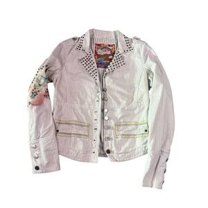 Johnny‎ Was Biya Embroidered Studded Stripe Jacket Size Small